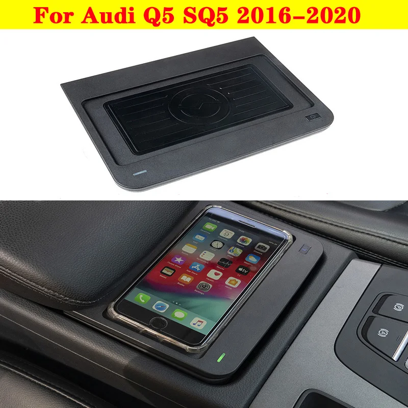 Fast Wireless Charging plate center armrest Intelligent Infrared For Audi Q5 SQ5 2016-2020 Car Phone Wireless Charger Holder