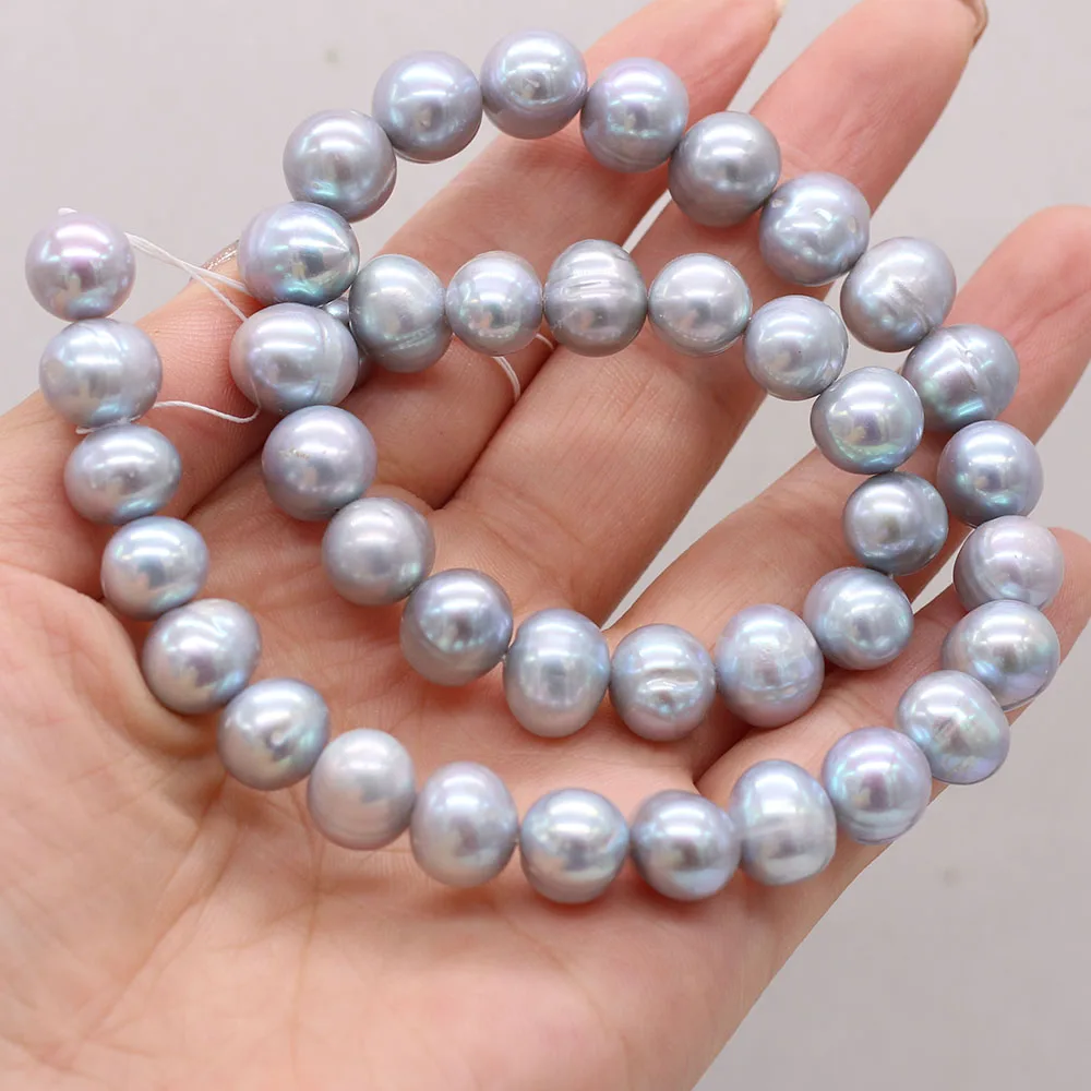 Natural Fresh Water Punch Pearl Gray Beads 10-11mm DIY for Jewelry Making Necklaces Accessories Bracelet Earrings Gift 36cm