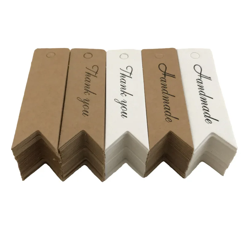 100Pcs/Lot Handmade/Thank you Kraft Paper Retro Label Tag Bookmarklet Gift Wrapping Card Wedding Party Gift And Candy Tag