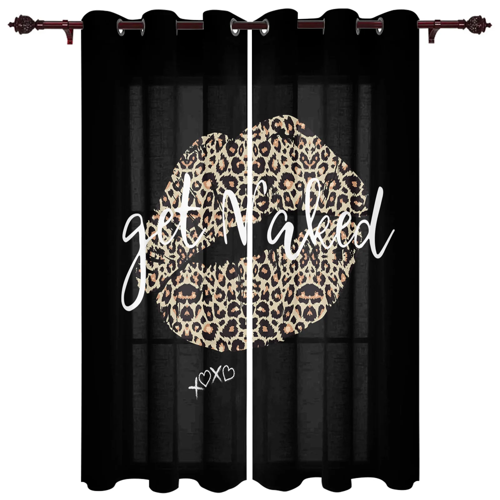 Sexy Lips Leopard Graffiti Large Curtains For Living Room Window Curtain Bedroom Kitchen Balcony Gazebo Curtain Room Divider