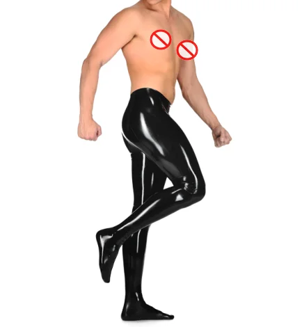 Natuurlijke Latex Zachte Broek Rubber Broek Met Sokken Mannen Sexy Leggings Handgemaakte Fetish Panty