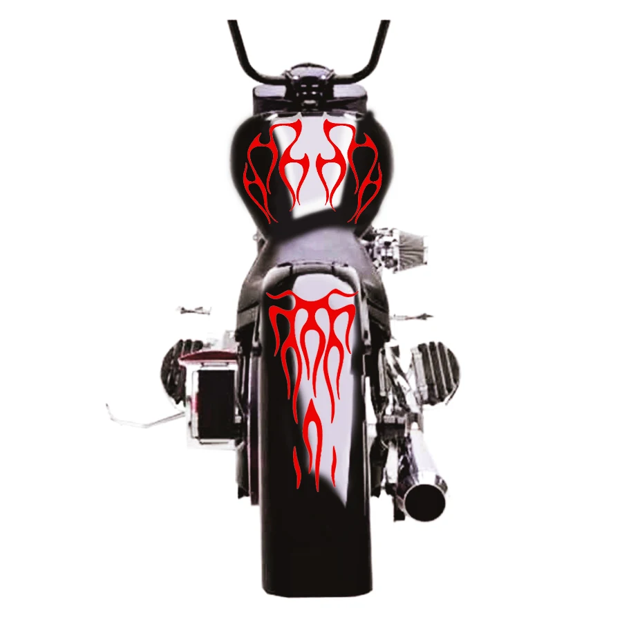 Motorcycle Red Flame style Gas Tank Decals Stickers For Honda Shadow VT750 Universal