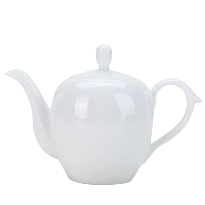 Bright Glaze Suet Jade Ceramic Teapot, Household Side Handle Xishi Pot, Chinese Kungfu Tea Pot, White Porcelain Tea Set