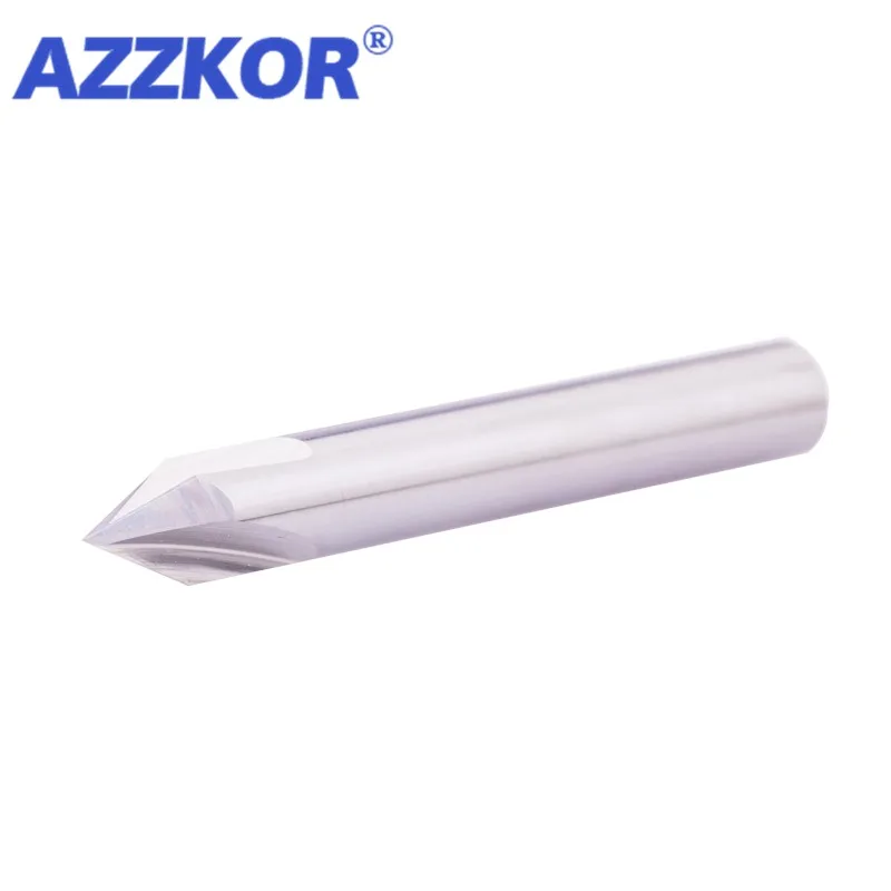 AZZKOR 60°90°120° 3-Flute Tungsten Steel Carbide Aluminum Straight Groove Chamfer Milling Cutter CNC Machine Machining Cutters