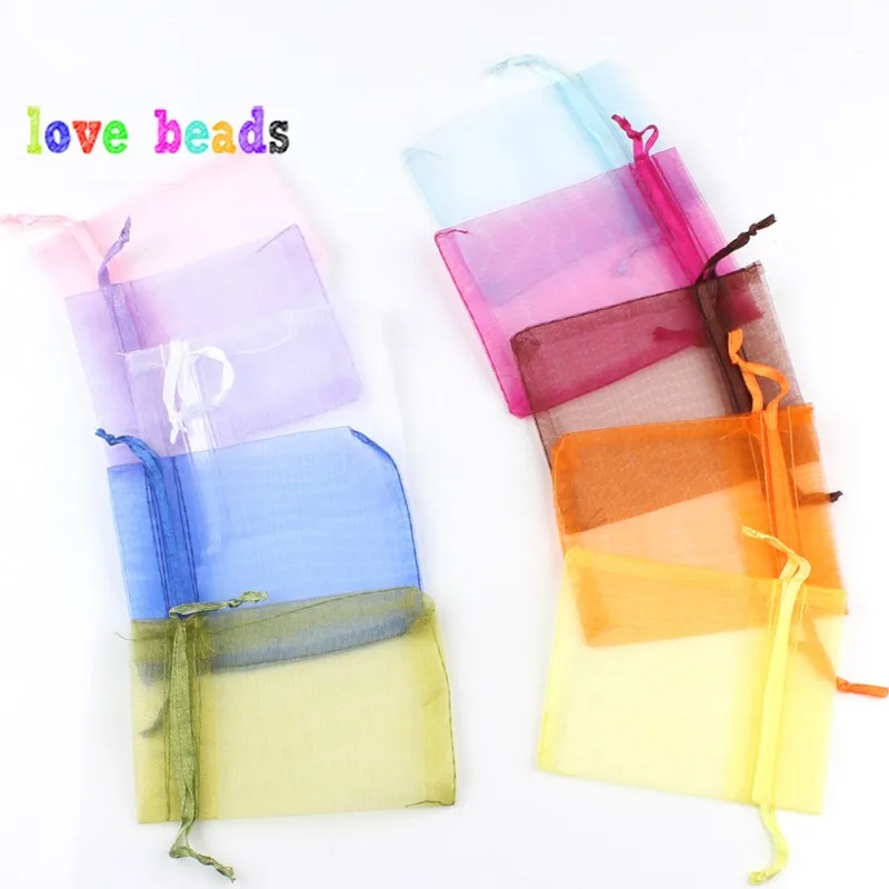 50pcs 5x7 7x9 9x12 10x15 Gift Organza Bags Drawable Wedding Party Decoration Gift Bags Display Packaging Jewelry Pouches