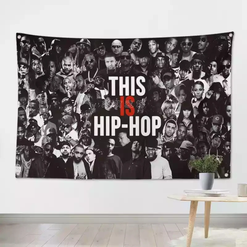 THIS IS HIP-HOP Heavy Metal Rock Band Hanging Flags Industrial style Hanner Club Kar Billiard Hall Cloth Art Hanging Painting T4