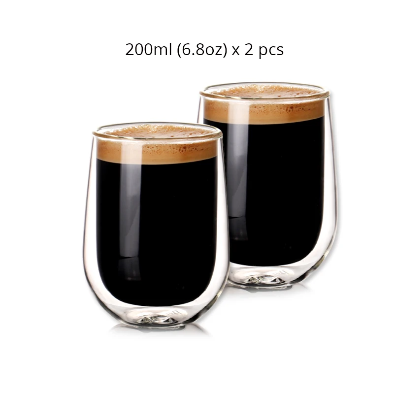 

Set of 2pcs 6.8oz Double Wall Insulated Heat Resistant Coffee Cups for Tea Espresso Latte Mug Beverages 200ml