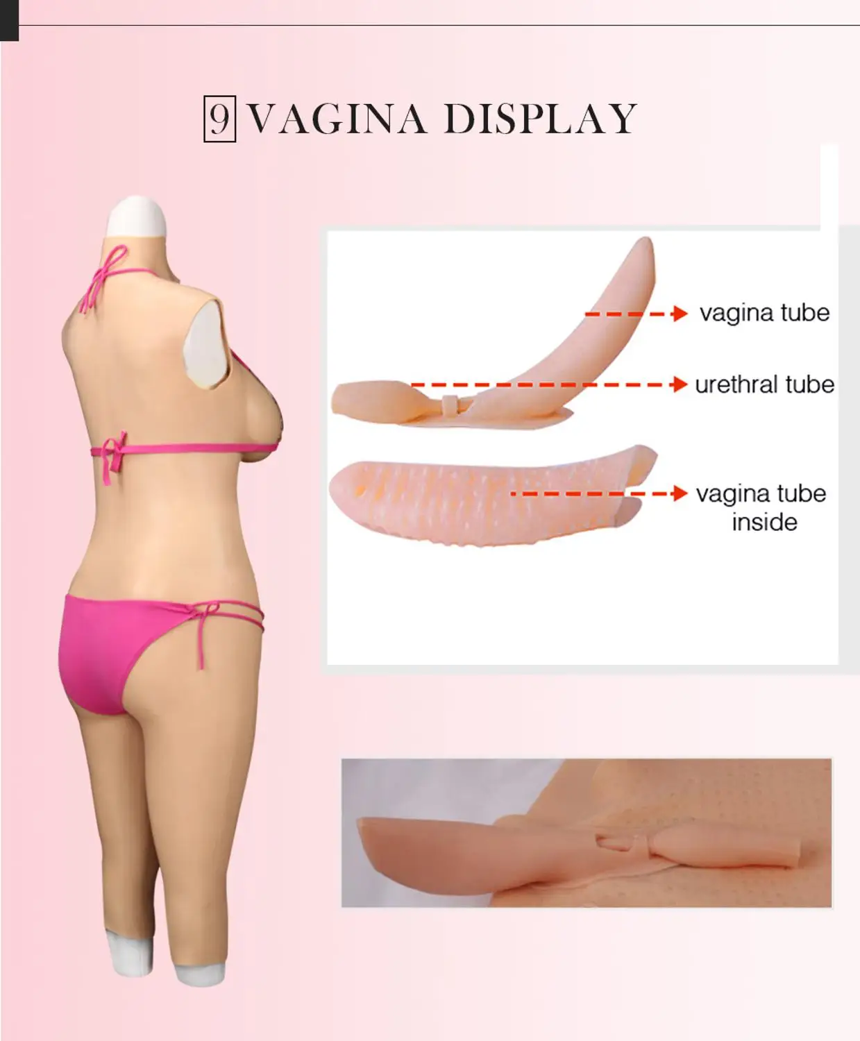 Dokier Silicone Fake Vagina Artificial Huge Boobs Breast Forms Bodysuit For Crossdresser Shemale Transgender Drag Queen