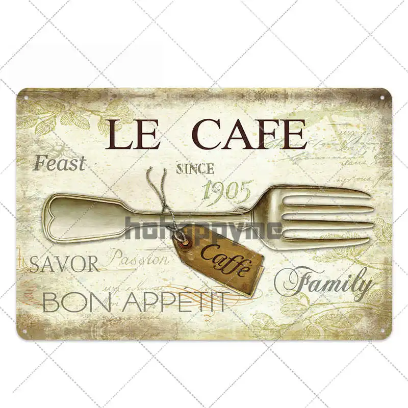Kitchen Vintage Metal Tin Sign Retro Posters Food Plate Pub Bar Kitchen Dinning Room Wall Decoration Home Decor 20*30cm