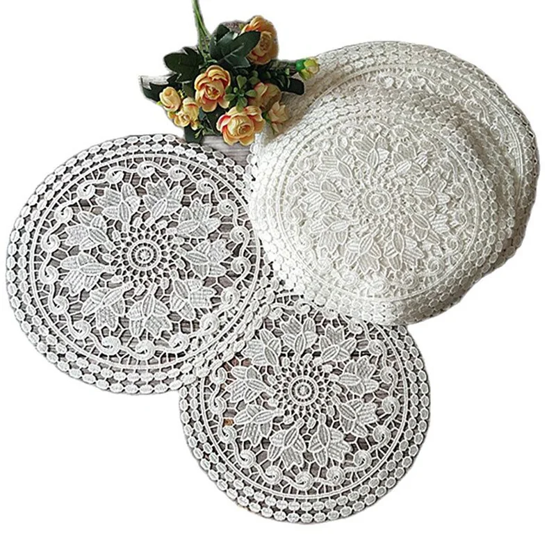 Simple Modern Nordic Style Lace Placemat Coffee Cup Pad Korean Round Non Slip Mat Home Accessories Pad Christmas Wedding Gift