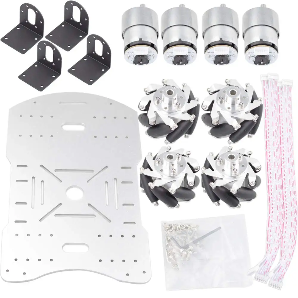 Kit de Chasis de coche Robot con Motor codificador de velocidad para Arduino Raspberry Pi, piezas de juguete de vástago DIY, rueda de Mecanum, 15KG