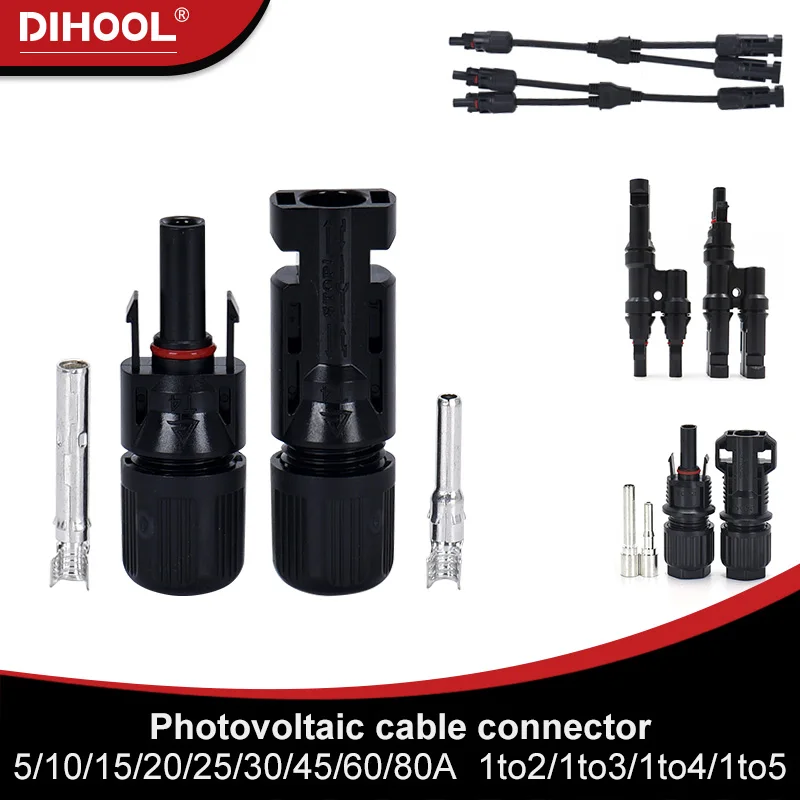 

PV Connector 30/45/60/80A Solar Branch Connectors T/Y Type 2/3/4/5 Ways Parallel Connection For Photovoltaic System Modules