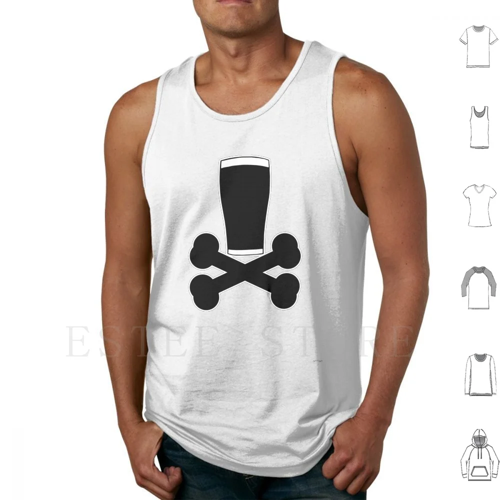 Beer And Bones Tank Tops Vest Beer Stout Ale Pirate Cross Bone Jolly Roger Flag