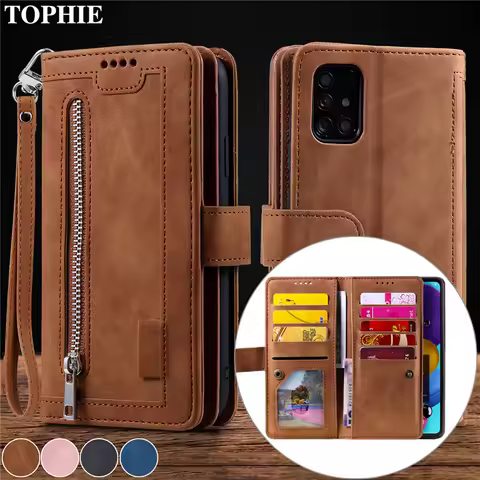 For Samsung A56 A36 A26 A16 A55 A35 A25 A15 Zipper Wallet Leather Case For Galaxy A73 A53 A33 A23 A13 A72 A52S A32 A22 A12 Cover