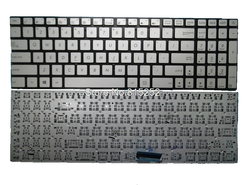 Laptop Keyboard For ASUS N501 N501JW N501VW UX501 UX501JW UX501VW 9Z.N8SBQ.S01 0KNB0-662LUS00 NSK-USSBQ 01 United States Silver