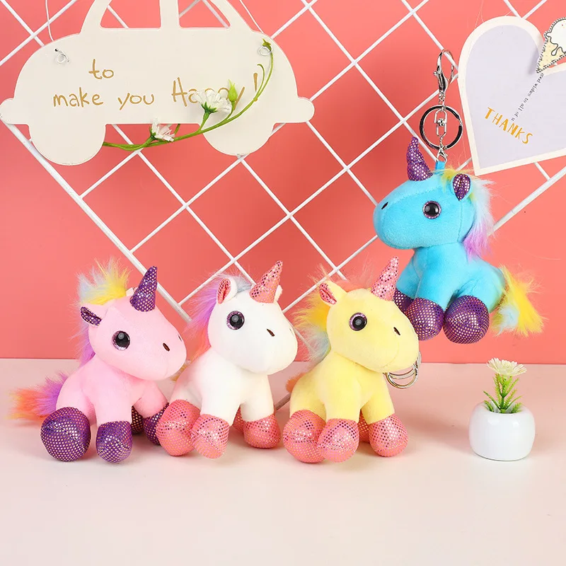 13cm Lovely Unicorn Plush Doll Toy Pendant Stuffed with Keyring for Children Kids Birthday Christmas Gifts