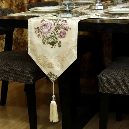 BEI-Classical European Luxury Jacquard Table Runner, Embroidered, Elegant, Modern Home Decoration, Dinner Mats, Tea