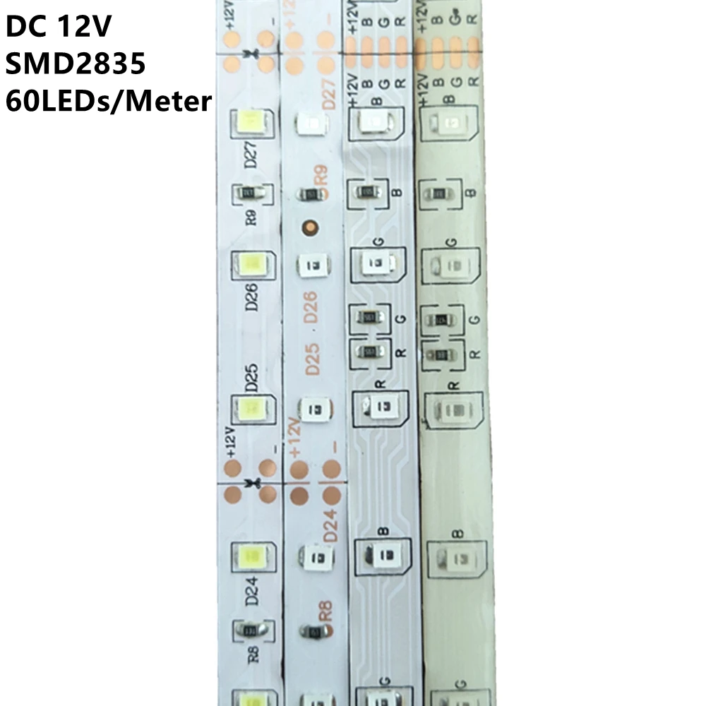 DC 12 V Volt Strip Led Light Tape 2835 RGB Waterproof 1 - 5 M 12V DC 60LED/M RGB Led Strip Tape Lamp Diode Flexible TV Backlight