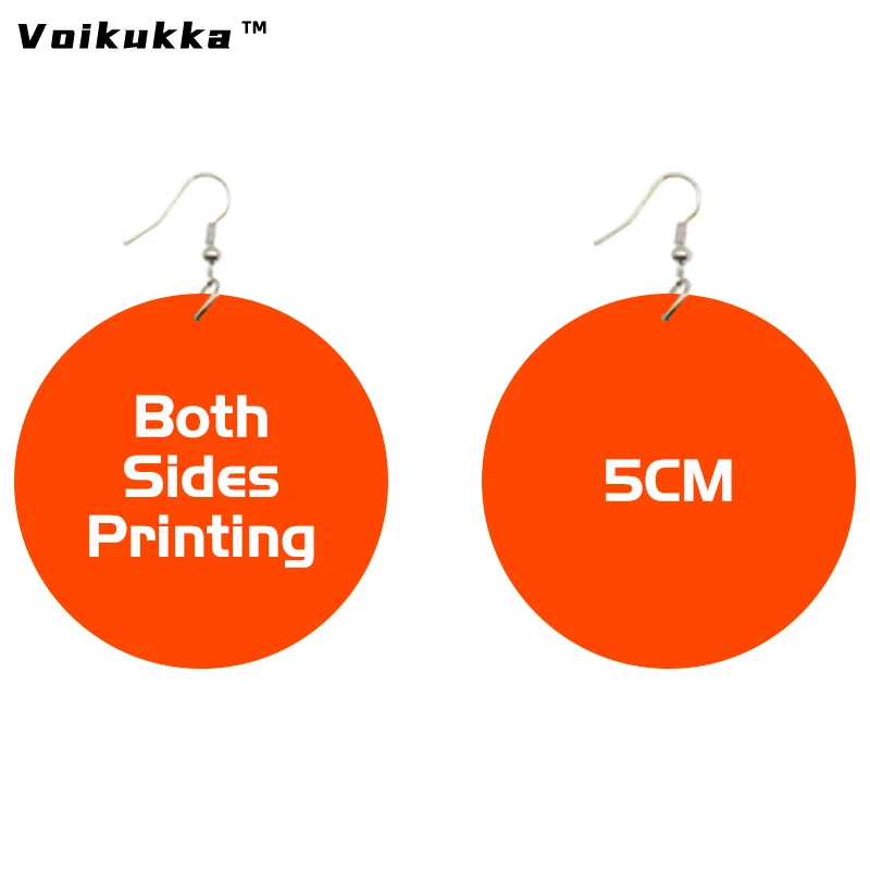 Voikukka Jewelry 5 CM Round Picture Custom Both Sides Printing Personal Customization Drop Women Earrings Accessories For Gifts