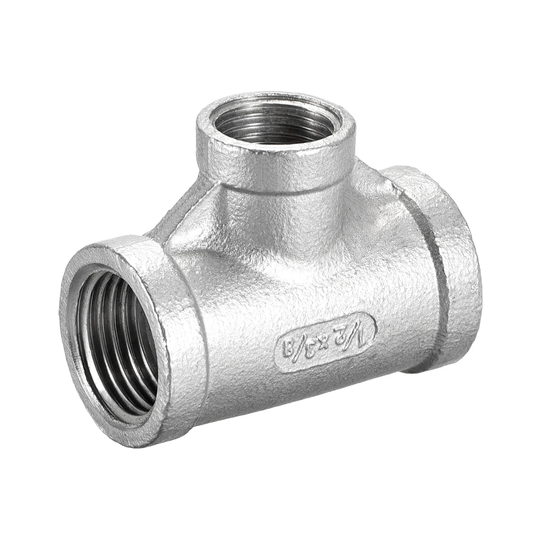 

uxcell Stainless Steel 304 Cast Pipe Fitting 1/2 BSPT x 3/8 BSPT x 1/2 BSPT Female Tee Shaped Connector Coupler