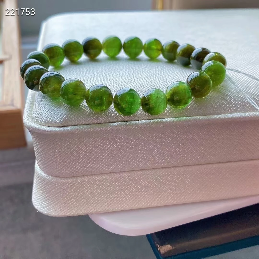 

Natural Green Tourmaline Quartz Clear Round Beads Bracelet Brazil Green Tourmaline 9mm Rare Women Men Crystal AAAAAA