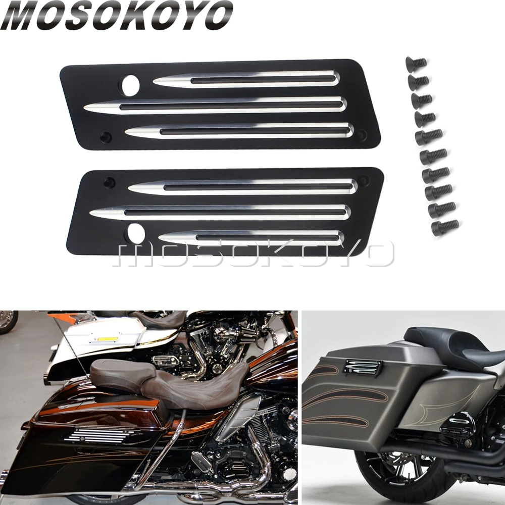 

1 Pair Motorcycle Billet Aluminum Saddlebag Latches Cover Lock Kit For Harley Touring Street Electra Glide FLH/FLT Road King