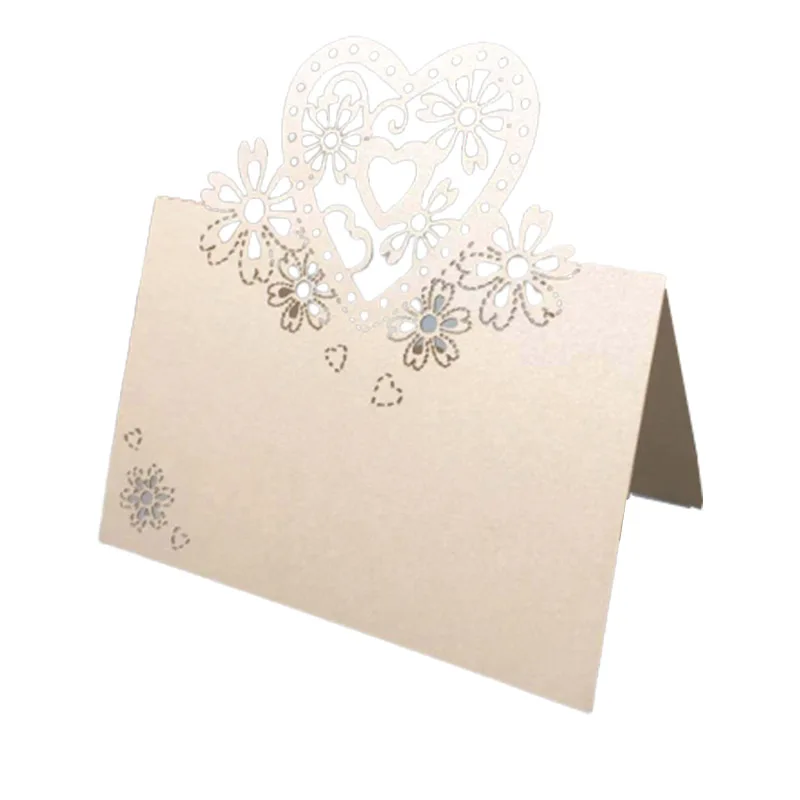 50 قطعة زهرة القلب الحب قطع الليزر الجدول اسم مكان بطاقات الدانتيل اسم إعداد الرسائل بطاقة الزفاف حفلة عيد ميلاد لصالح الديكور #4
