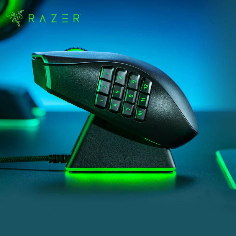 Razer мышь, зарядная док-станция Chroma: магнитная док-станция с функцией зарядки, хромированное освещение RGB-противоскользящая док-станция Gecko Feet