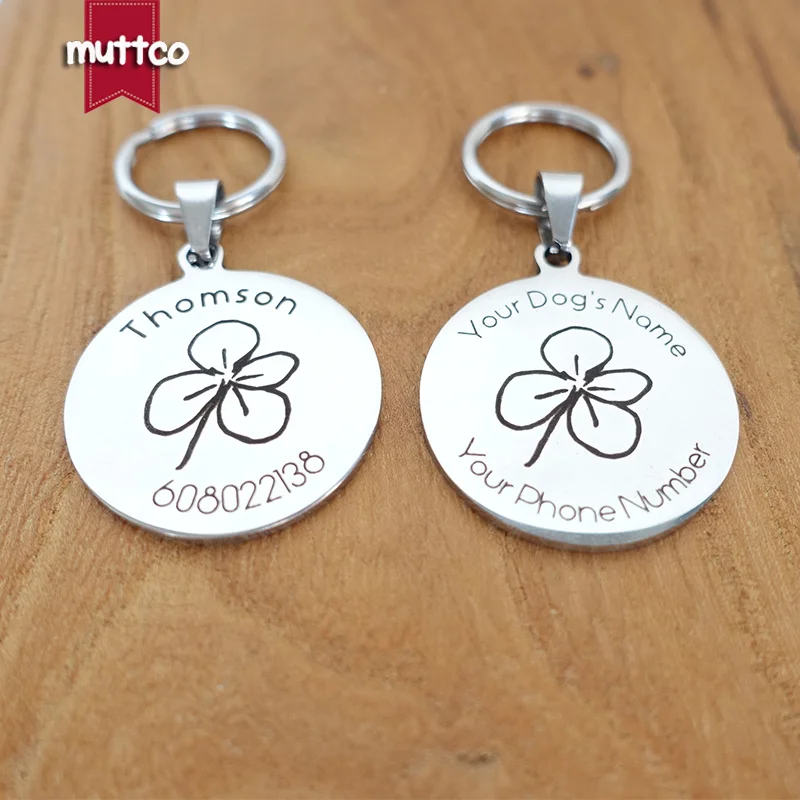 Self-design personalized design stainless steel dog tag dog round tag can crave name tag dog tag for pet 3 styles