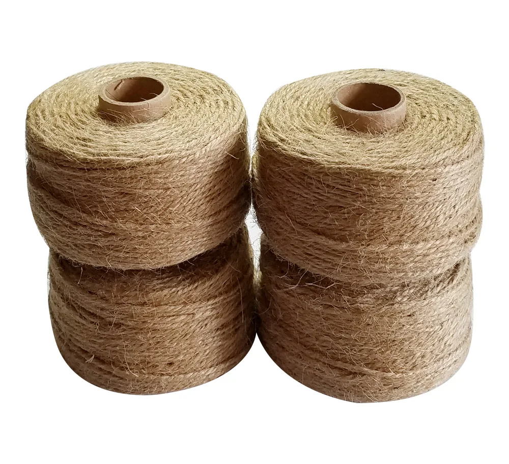 4pcs/lot 100% Natural Jute rope Diameter 1mm-2mm twine cords for party wedding decoration or gift packing or handmade DIY