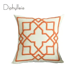 Diphylleia Throw Pillow Case Orange Geometry 3D Embroidered Modern Decorative Geometric Home Cushion Cover For Couch Sofa Bed