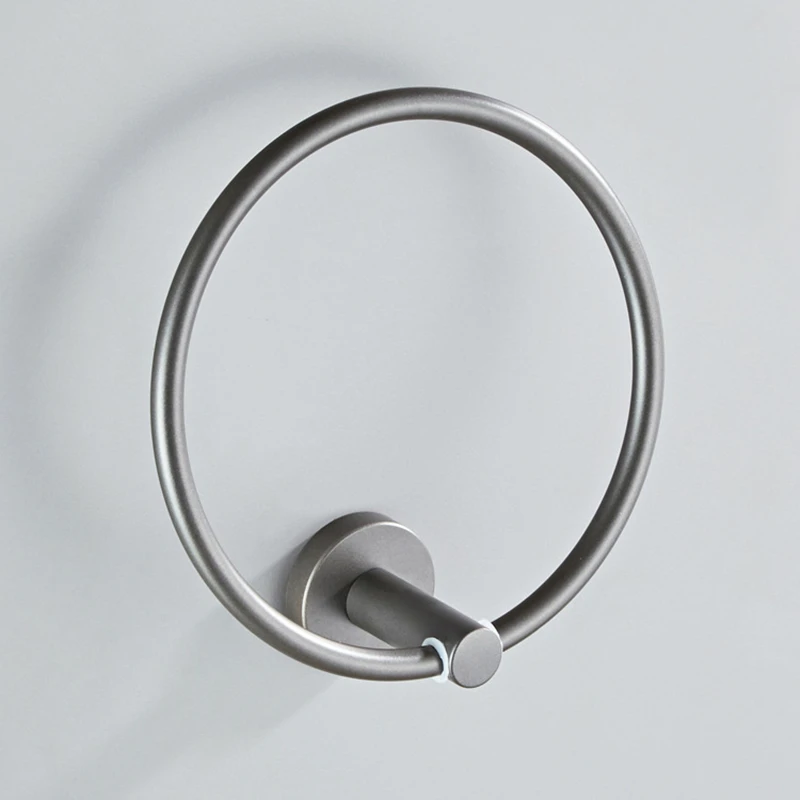 Messing Grau Wand-montiert Handtuch Rack Handtuch Rack Bad Zubehör Handtuch Ring Runde 18CM