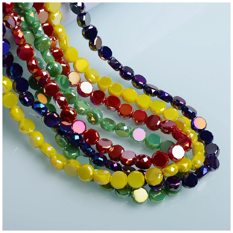 New arrival 6/8mm Flat Round beads Jewelry Accessories oblate Glass Beads For Jewelry Making