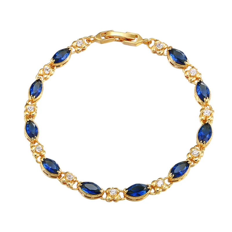 Ruby Bracelet Women's Fashion Gold Plated 24K Gold Sand Gold Imitation Crystal Jewelry Colorful Jewelry Stone Bracelet