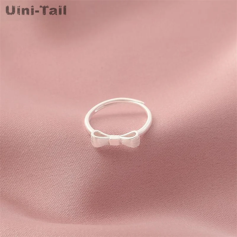 Uini-Tail hot-selling new 925 Tibetan silver girly bow open ring fashion dynamic sweet romantic fresh high-quality jewelry JZ228