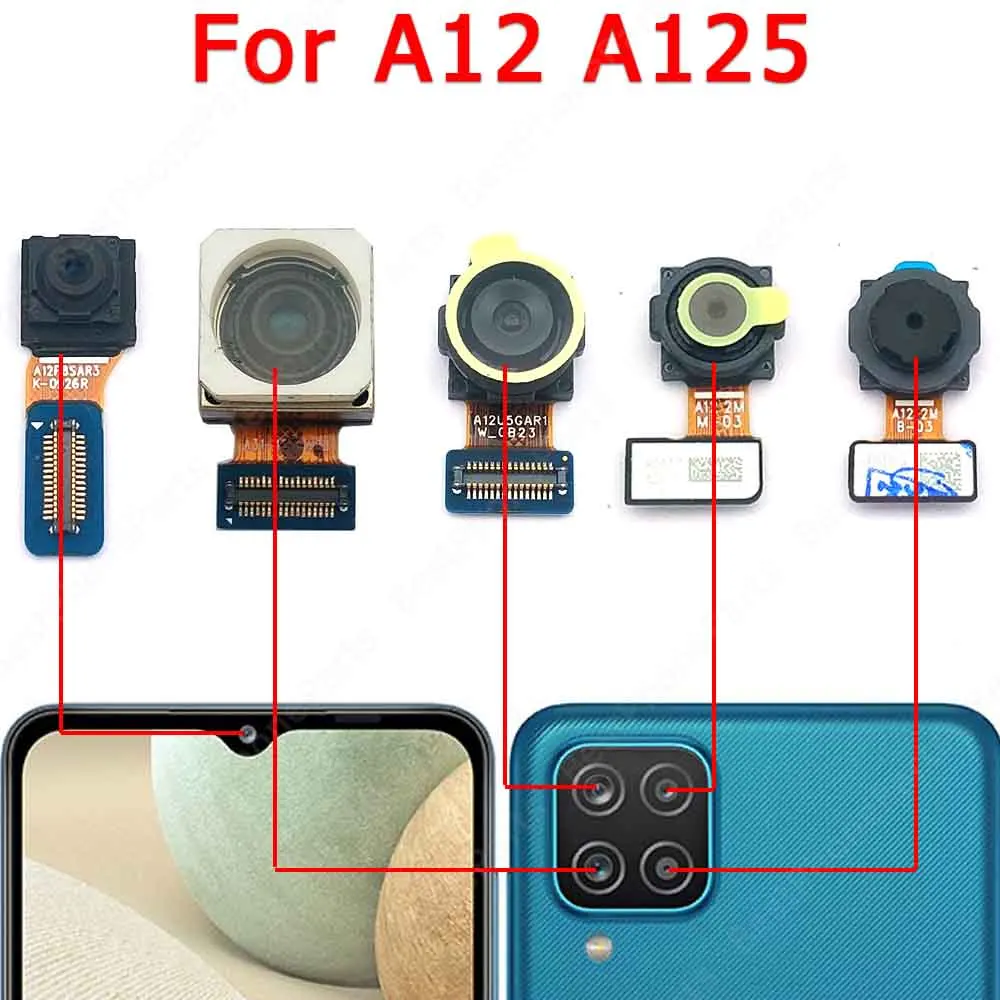 

Rear Front Camera For Samsung Galaxy A12 A125 Selfie Facing Backside Frontal Back Camera Module Flex Repair Spare Parts