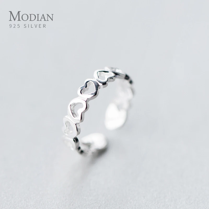 

Modian Minimalist Simple Stackable Heart Ring for Women Authentic 925 sterling Silver Adjustable Free Size Ring Fine Jewelry