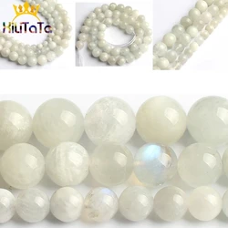 Natürliche Mondstein Perlen Glatte Runde Lose Spacer Perlen Für Schmuck Machen 15 zoll 6/8/10mm DIY perlen Armbänder Halskette Perles