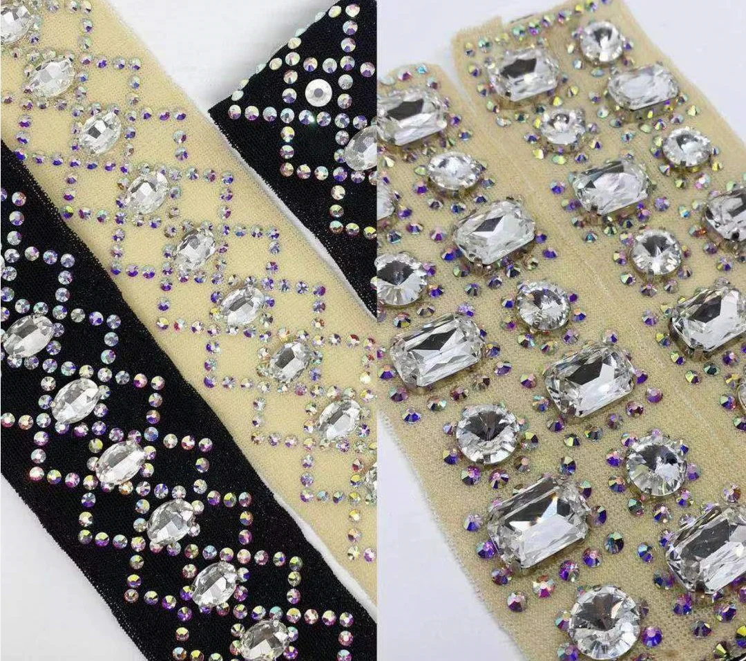 All-size 24-colors Flatback rectangle sew on strass glass Gemstone sewing crystal rhinestone gold claw button for wedding dress