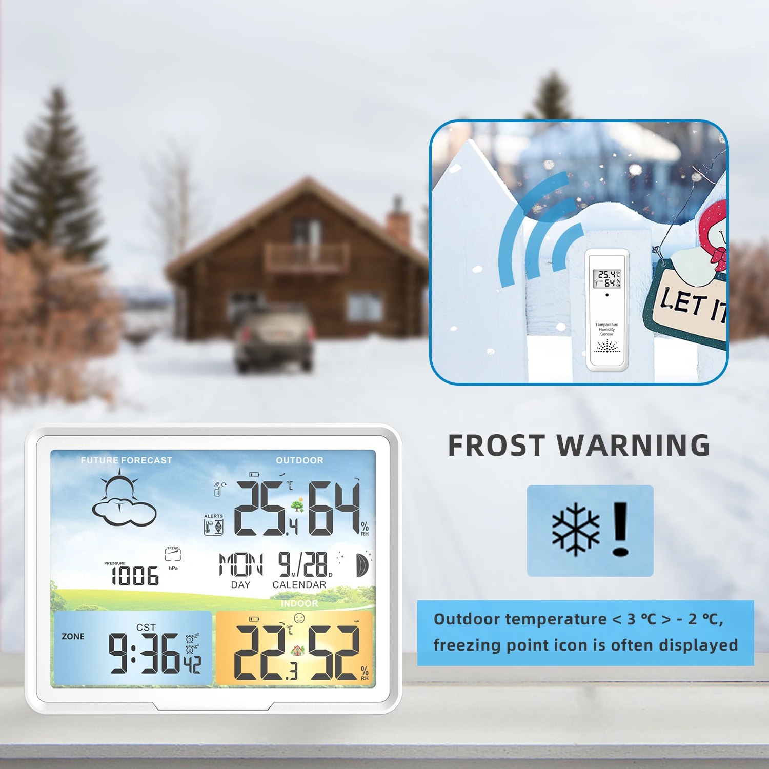 Wireless Indoor Outdoor Sensor For 201C/PTH-20 Weather Station Door Window Wireless Longer (White)