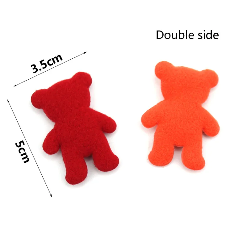 32Pcs 3.5*5cm Double Side Furry Bear Padded Appliques For Clothing Sewing Kids Headwear Decor Crafts Ornament Accessories