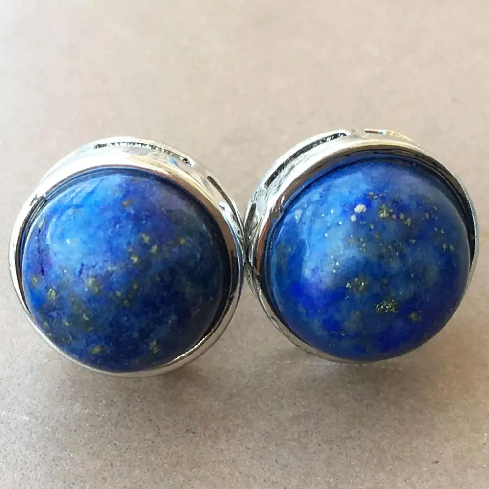 Howlite Crystal Lapis Lazuli Tiger Eye Rhodorite Jaspe Aventurine Opal Goldstone Blue Sand Round Beads Stud Earrings WFH799