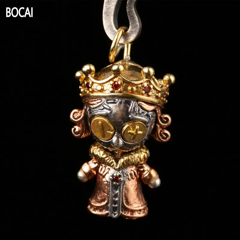 

BOCAI New Solid S925 Silver Jewelry Cartoon Doll Pendant Retro Cute Queen Doll Fashion Woman Pendant