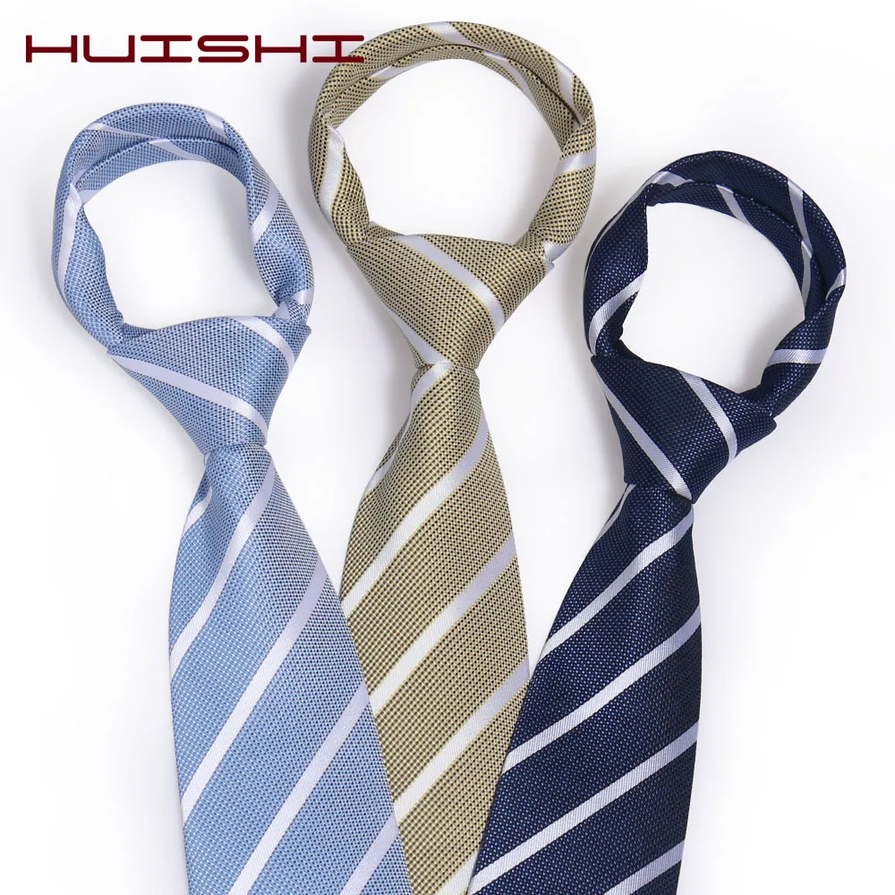 

HUISHI Men Ties 2020 Fashion Stripe 8cm Business Necktie For Men Tie Gravata Dark Blue Yellow White Stripe Neckties Neckwear