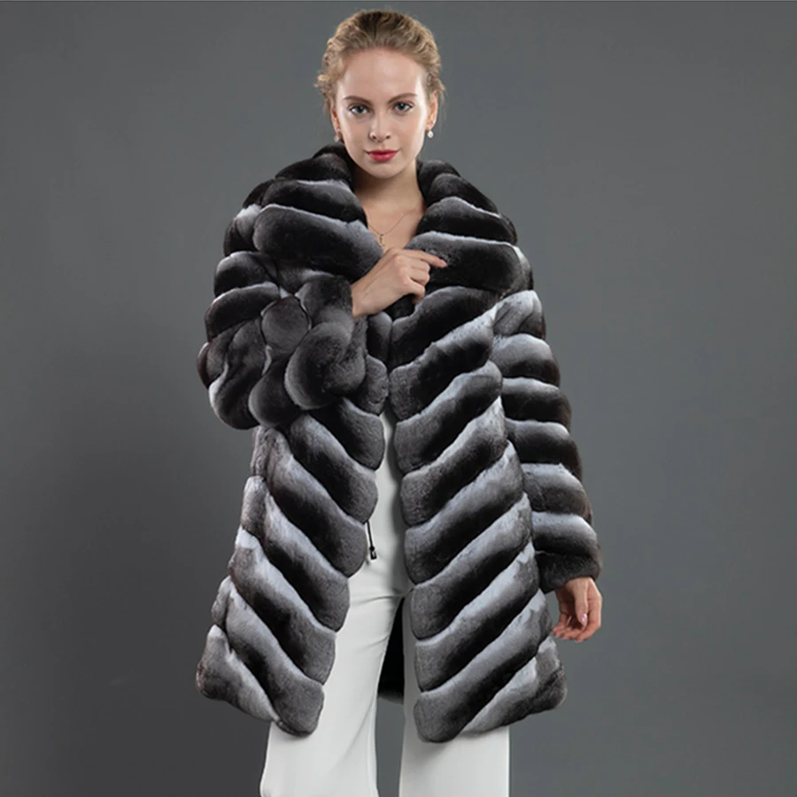 

Top Selling Fur Coat Women Fashion Jacket Winter Mid-Long Overcoat Chinchilla Colored