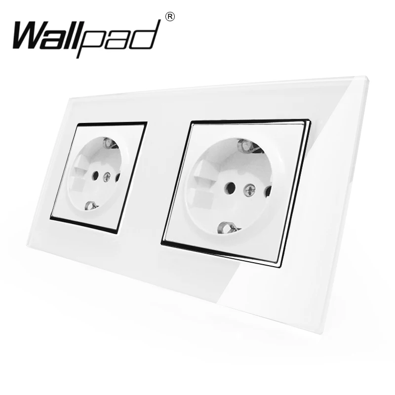 EU Double 16A Plug EU German Wall Socket with Claws European Standard 156*86mm New Arrival CE Wallpad Luxury Black Crystal Glass