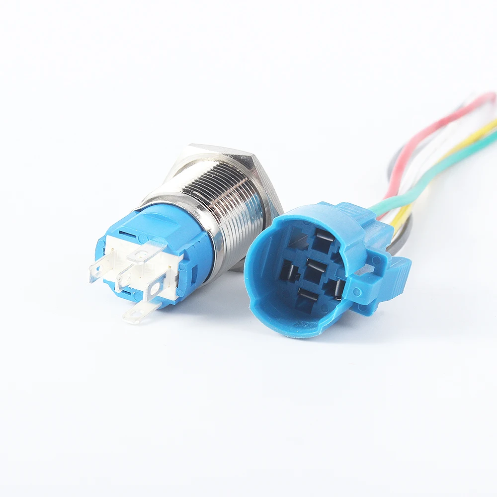 12mm Metal Push Button Switches 16/19/22mm Waterproof Button Switch With Wire 12V 6V 24V 220V LED Latching Momentary Red Blue