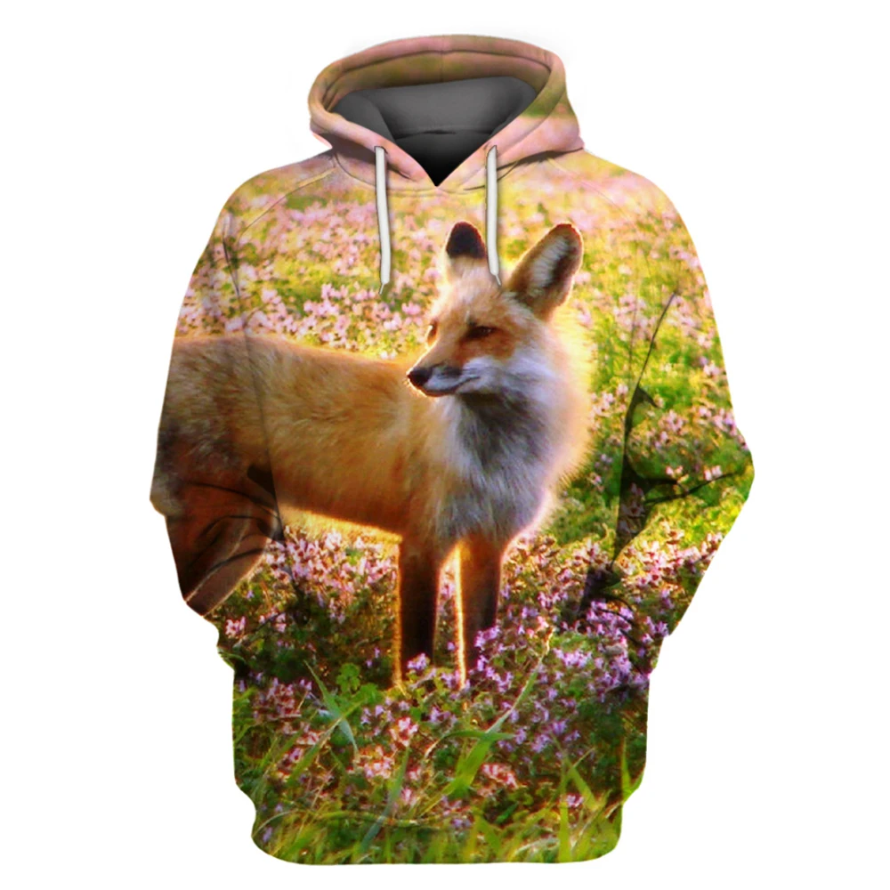 

Hunting Animal Fox Hooded Sweater 3D Print Women Men Oversized Hooded Sweater Kawaii Sweatshirt Long Sleeve Harajuku New