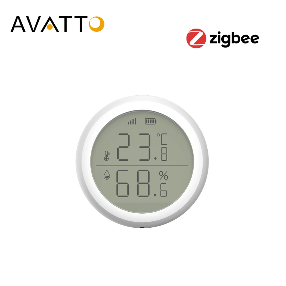 

AVATTO Tuya Zigbee Smart Home Temperature And Humidity Sensor with LED Screen, Works with Alexa eacho, Tuya Zigbee Gateway Hub