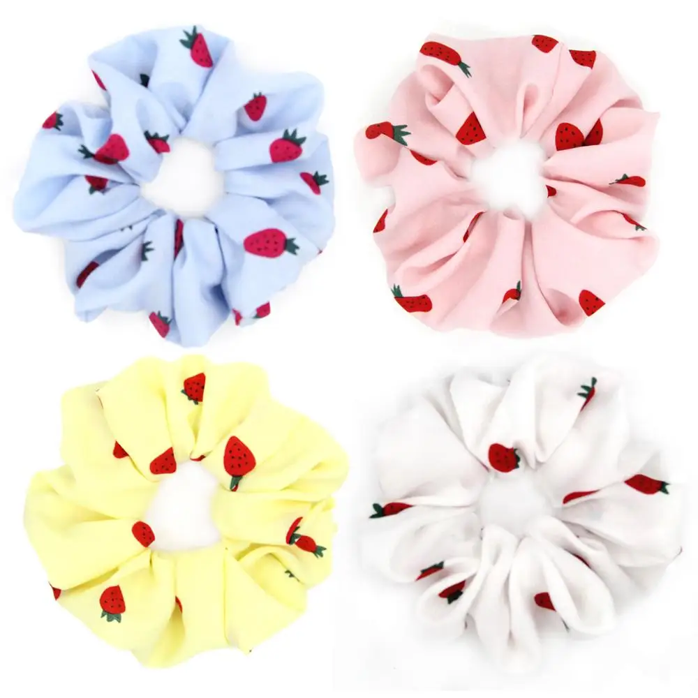 16 Styles Korean Women Hearwear Girls Hair Tie Fruit Lady Scrunchies Ponytail Hair Rope Pineapple Print Hair Accessories